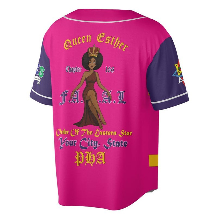 Custom Chapter Name OES Order Of The Eastern Star Sistar PHA FATAL 3D Baseball Jersey Shirt Size S-5XL