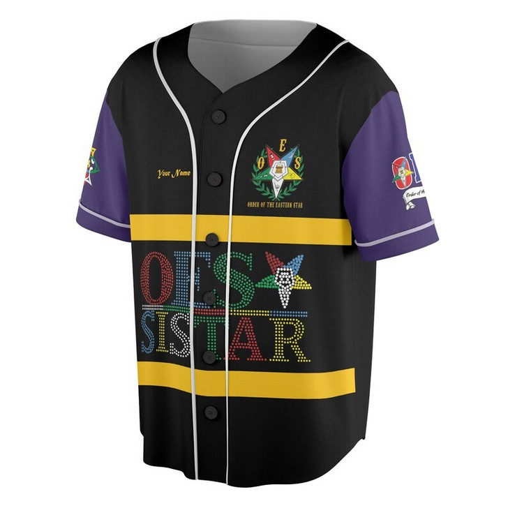Custom Chapter Name OES Order Of The Eastern Star Sistar PHA FATAL 3D Baseball Jersey Shirt Size S-5XL