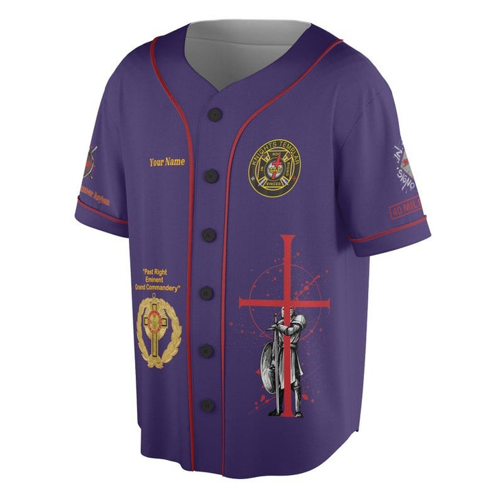 Customize Name Knights Templar Past Eminent Grand Commander 40 Miles Club Freemasonry 3D Baseball Jersey Shirt Size S-5XL