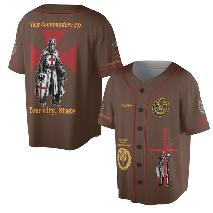 Customize Name Knights Templar Past Eminent Grand Commander 40 Miles Club Freemasonry 3D Baseball Jersey Shirt Size S-5XL