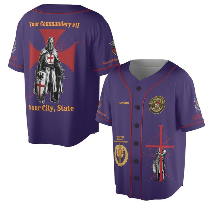 Customize Name Knights Templar Past Eminent Grand Commander 40 Miles Club Freemasonry 3D Baseball Jersey Shirt Size S-5XL