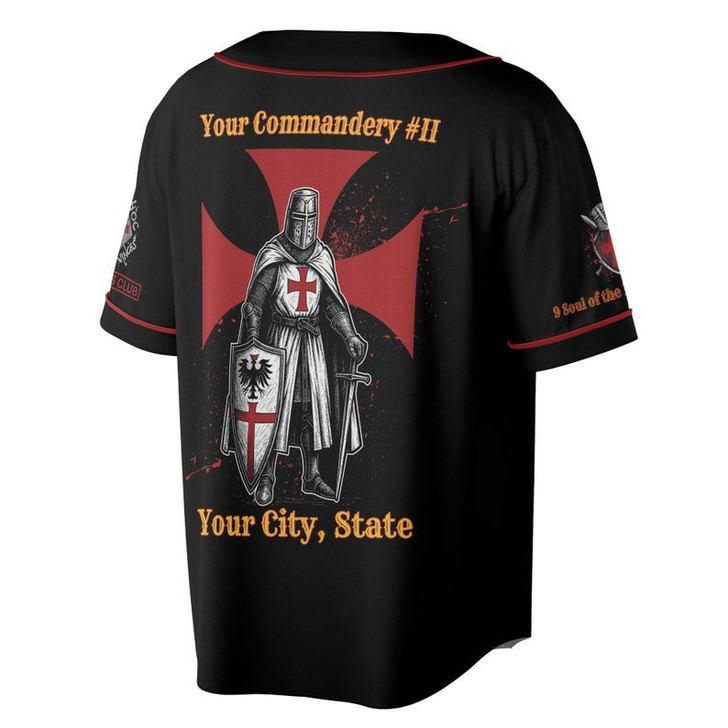 Customize Name Knights Templar Past Eminent Grand Commander 40 Miles Club Freemasonry 3D Baseball Jersey Shirt Size S-5XL