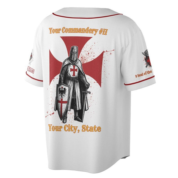 Customize Name Knights Templar Past Eminent Grand Commander 40 Miles Club Freemasonry 3D Baseball Jersey Shirt Size S-5XL