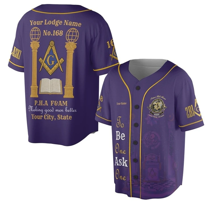 Personalized Lodge Name Freemasonry Prince Hall PHA F&AM To Be One Ask One 3D Baseball Jersey Shirt Size S-5XL