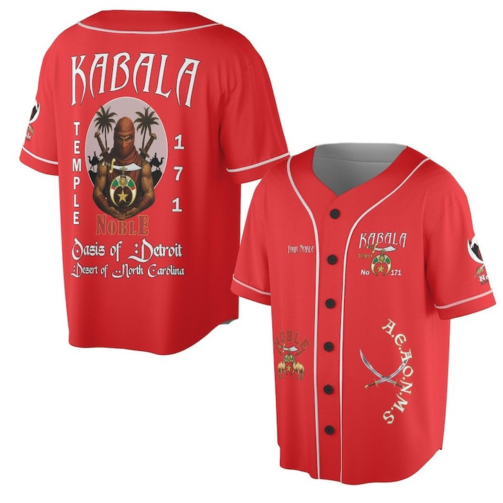 Custom Temple Name Nobles Mystic Shrine AEAONMS Desert Warrior Freemasonry 3D Baseball Jersey Shirt Size S-5XL