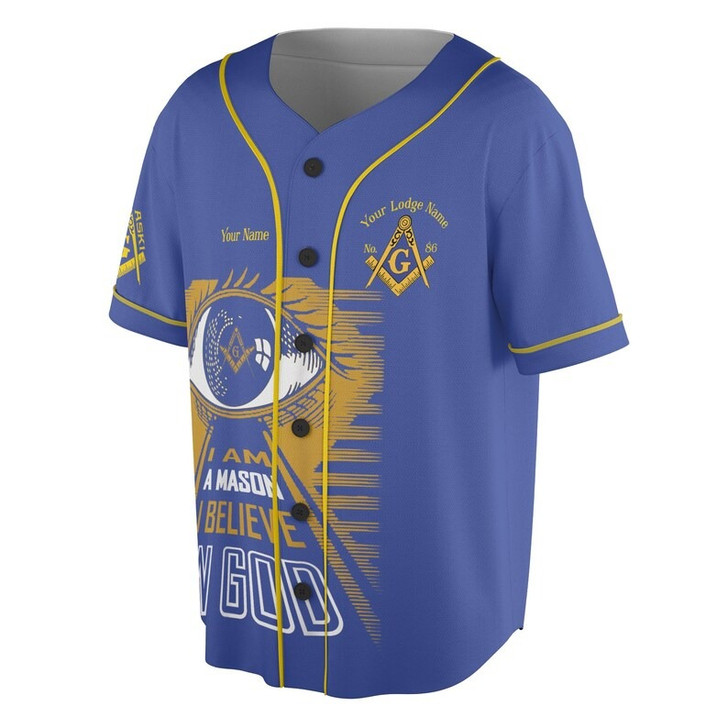 Customize Name Lodge Name I Am Mason I Believe In God Freemasonry 3D Baseball Jersey Shirt Size S-5XL