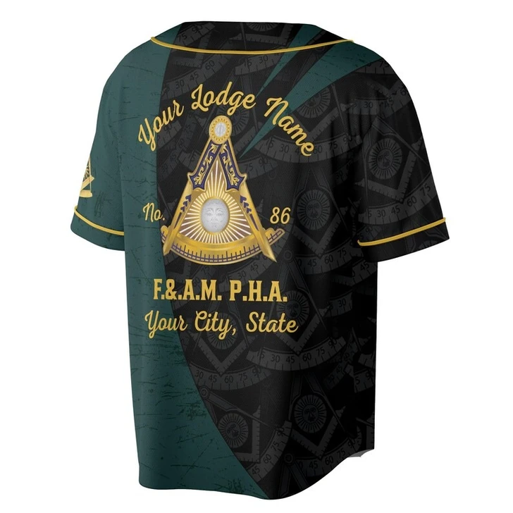Personalized Name Past Master Emblem Square Compass F&AM PHA Freemason 3D Baseball Jersey Shirt Size S-5XL