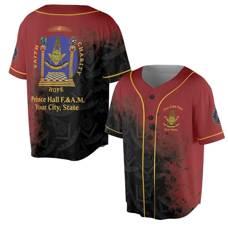Personalized Name Past Master F&AM PHA Faith Hope Charity Freemason 3D Baseball Jersey Shirt Size S-5XL