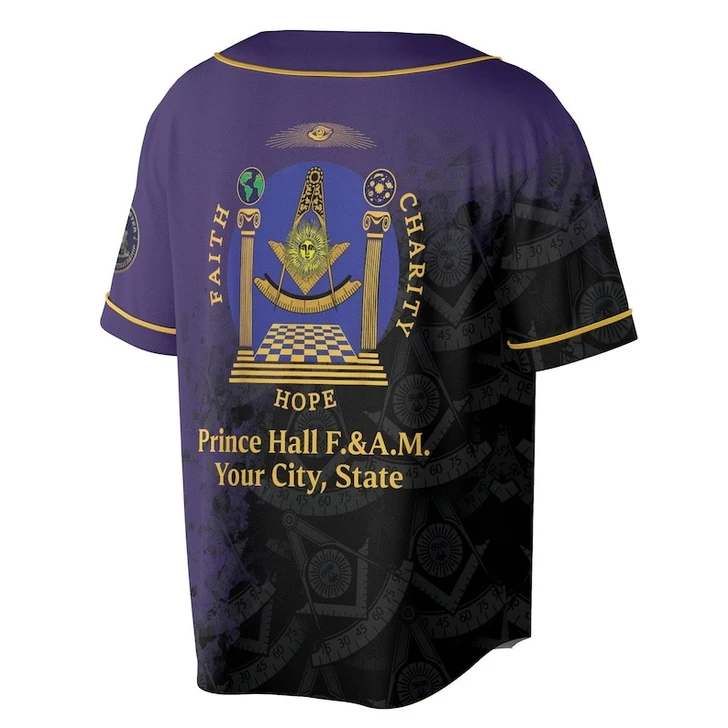 Personalized Name Past Master F&AM PHA Faith Hope Charity Freemason 3D Baseball Jersey Shirt Size S-5XL