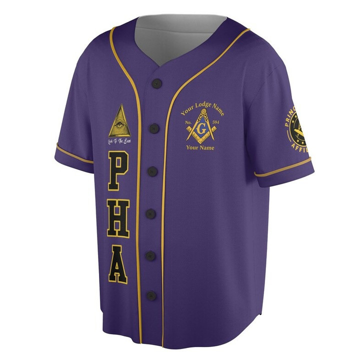Personalized Name Prince Hall Affiliated F&AM PHA The Black Suits Freemason 3D Baseball Jersey Shirt Size S-5XL