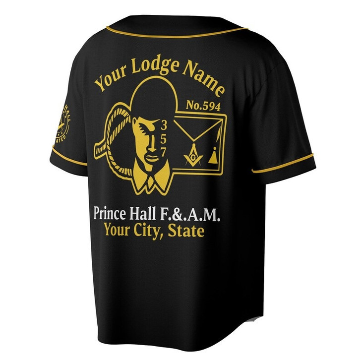 Personalized Name Prince Hall Affiliated F&AM PHA The Black Suits Freemason 3D Baseball Jersey Shirt Size S-5XL