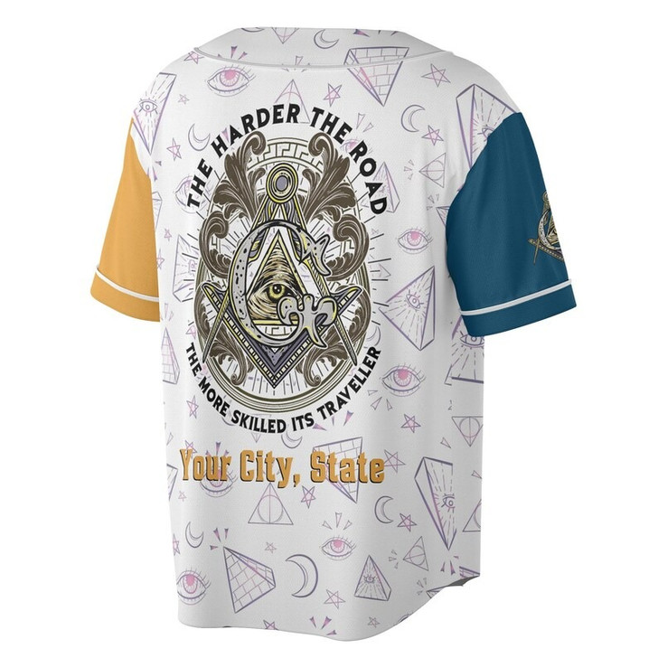 Personalized Lodge Name Freemasonry The Harder The Road Its Traverller Illuminati Pattern 3D Baseball Jersey Shirt Size S-5XL