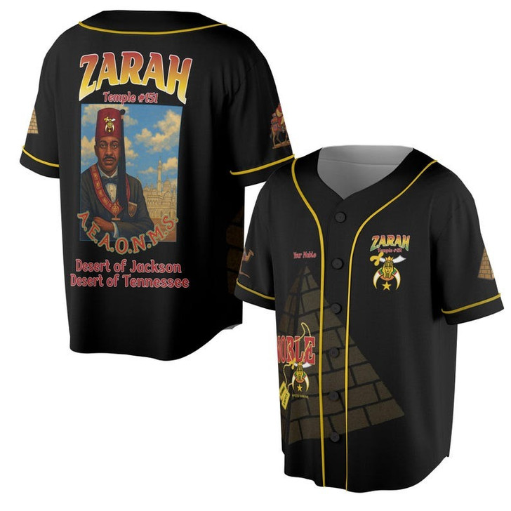 Custom Temple Name Nobles Mystic Shrine AEAONMS 1983 Noble Heritage Freemasonry 3D Baseball Jersey Shirt Size S-5XL