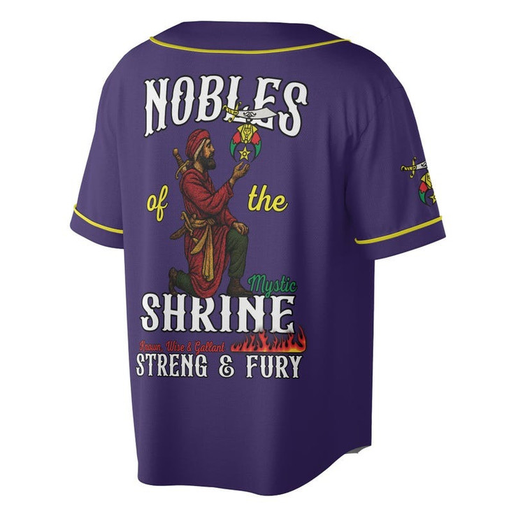 Custom Temple Name Nobles Mystic Shrine AEAONMS Known, Wise & Gallant Streng Fury 3D Baseball Jersey Shirt Size S-5XL