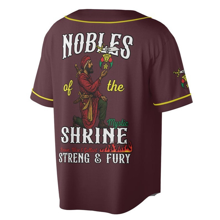 Custom Temple Name Nobles Mystic Shrine AEAONMS Known, Wise & Gallant Streng Fury 3D Baseball Jersey Shirt Size S-5XL