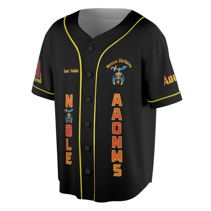 Personalized Temple Name Nobles Anubis of the Mystic Shrine AAONMS Freemason 3D Baseball Jersey Shirt Size S-5XL