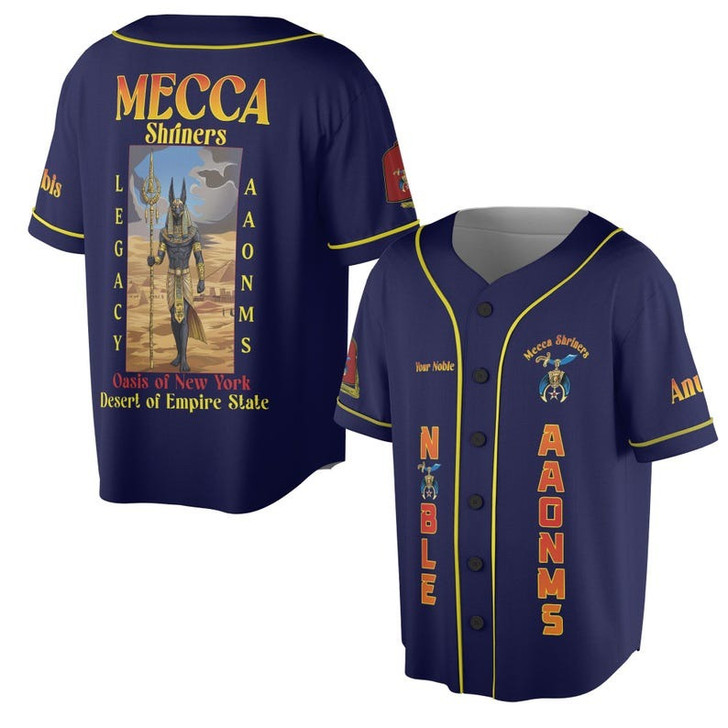 Personalized Temple Name Nobles Anubis of the Mystic Shrine AAONMS Freemason 3D Baseball Jersey Shirt Size S-5XL