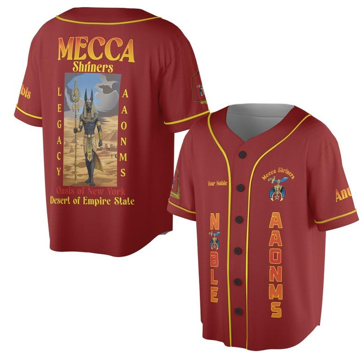 Personalized Temple Name Nobles Anubis of the Mystic Shrine AAONMS Freemason 3D Baseball Jersey Shirt Size S-5XL
