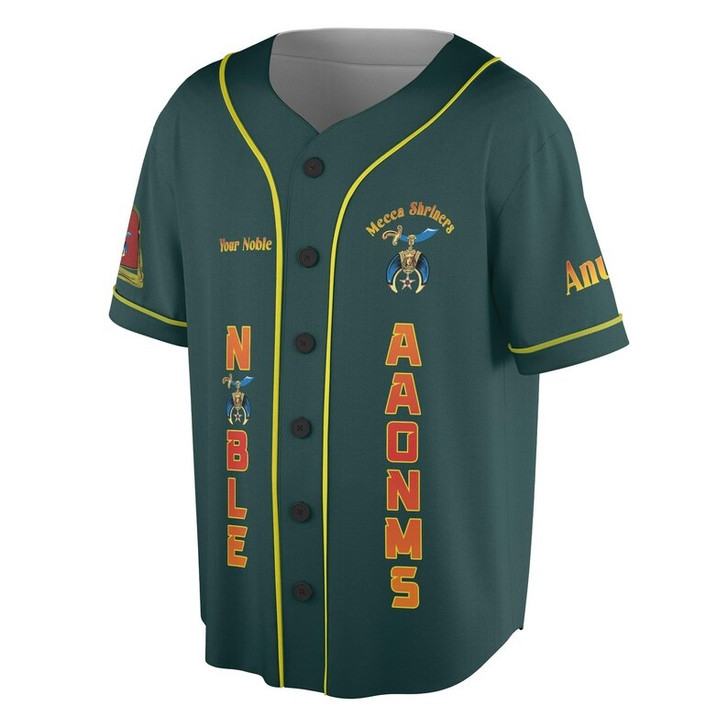 Personalized Temple Name Nobles Anubis of the Mystic Shrine AAONMS Freemason 3D Baseball Jersey Shirt Size S-5XL