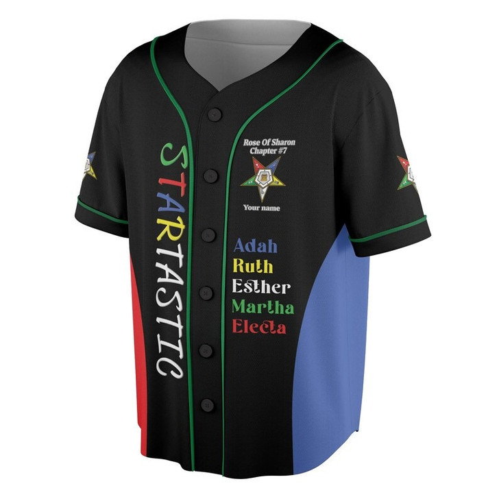Customize Name OES Order of the Eastern Star Pentagon Down 1850 Electa Adah Ruth Esther Martha Freemasonry Baseball Jersey Shirt Size S-5XL
