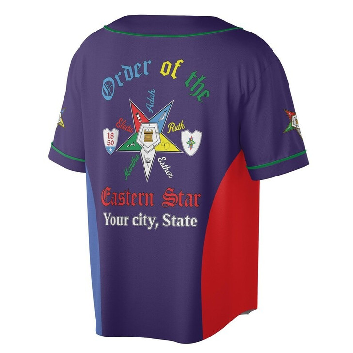 Customize Name OES Order of the Eastern Star Pentagon Down 1850 Electa Adah Ruth Esther Martha Freemasonry Baseball Jersey Shirt Size S-5XL