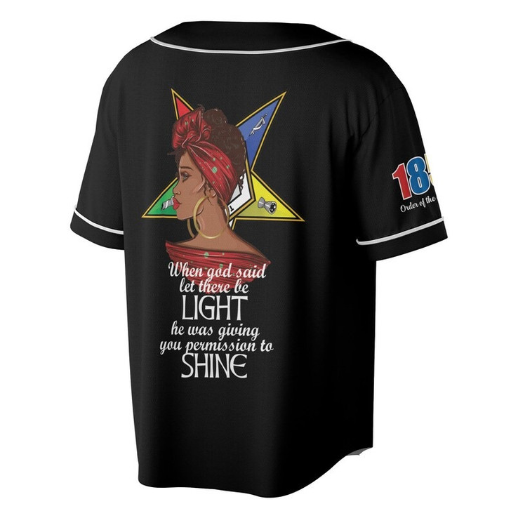 Customized Name Order Of The Eastern Star OES Permissiom To Shine Fatal Diva 3D Baseball Jersey Shirt Size S-5XL
