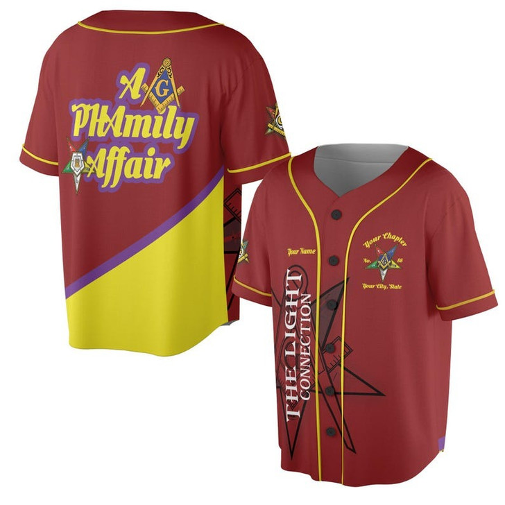 Customized Name Order Of The Eastern Star OES A PHAmily Affair - The Light Connection 3D Baseball Jersey Shirt Size S-5XL