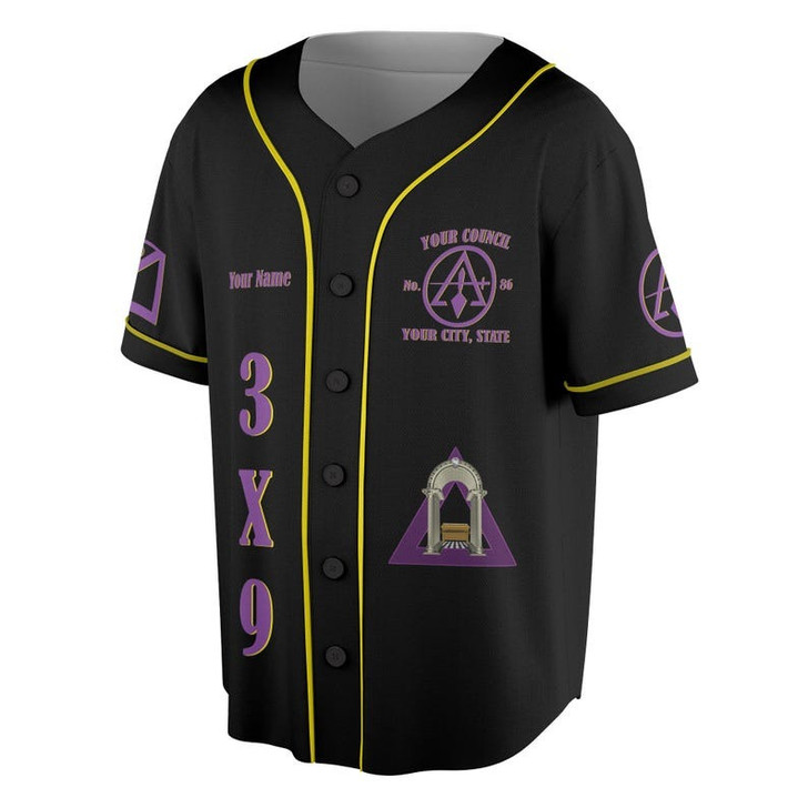 Custom Council Royal and Select Masters Freemasonry Fiat Lux 3D Baseball Jersey Shirt Size S-5XL
