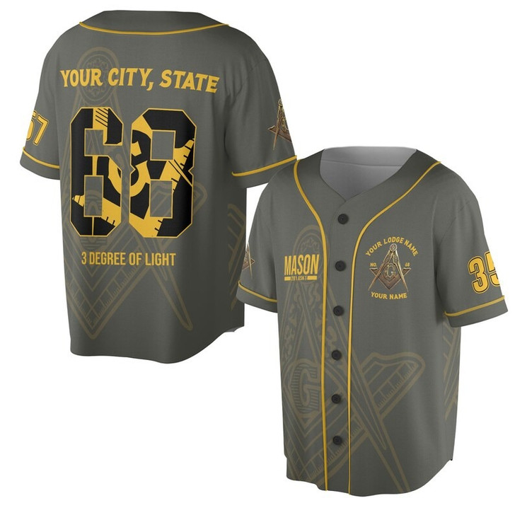 Custom Name Freemasonry 2B1 Ask1 Mason 3D Baseball Jersey Shirt Size S-5XL