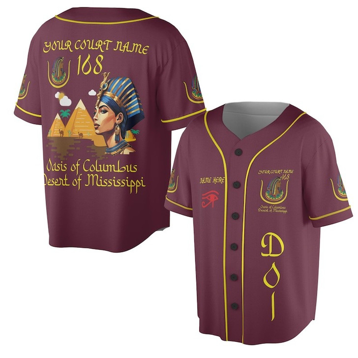 Custom Name DOI Daughters Of Isis PYRAMID QUEEN Shriners Aeaonms 3D Baseball Jersey Shirt Size S-5XL