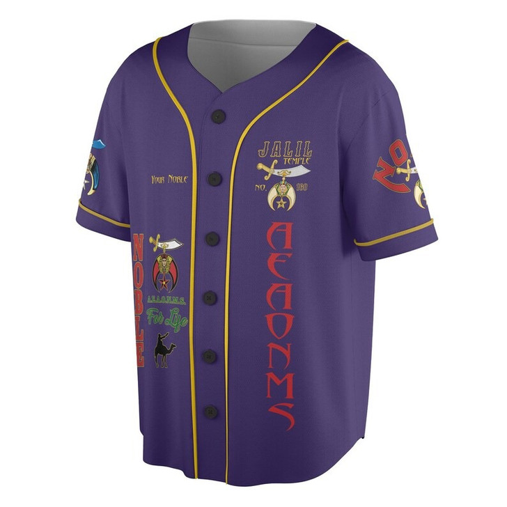 Custom Temple Name Nobles Mystic Shrine AEAONMS Warrior Freemasonry 3D Baseball Jersey Shirt Size S-5XL