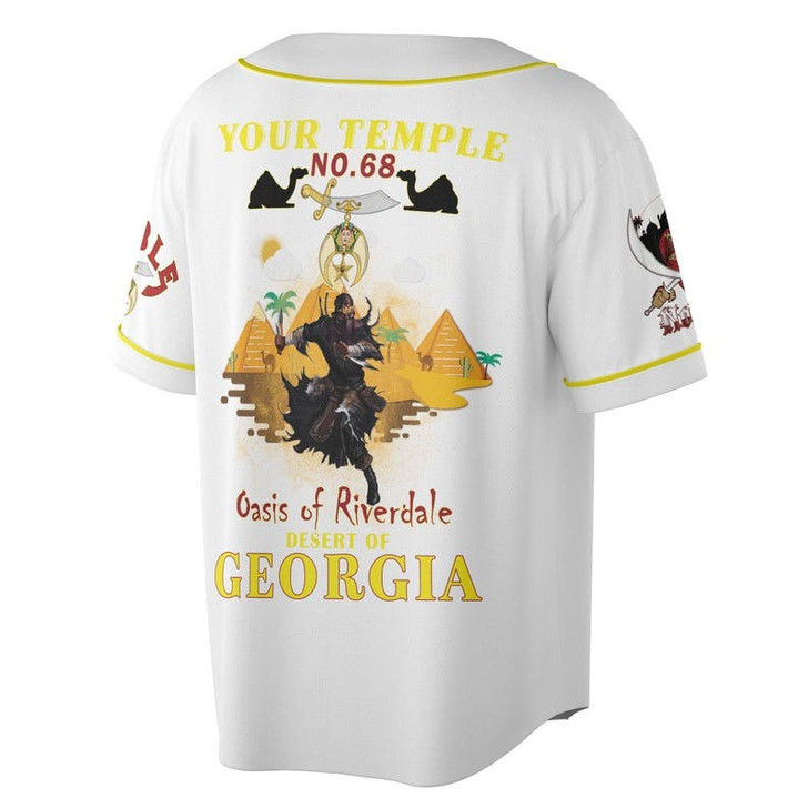 Personalized Temple Name Nobles Mystic Shrine AEAONMS Desert Pyramid Freemasonry 3D Baseball Jersey Shirt Size S-5XL