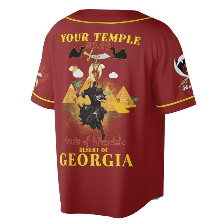 Personalized Temple Name Nobles Mystic Shrine AEAONMS Desert Pyramid Freemasonry 3D Baseball Jersey Shirt Size S-5XL