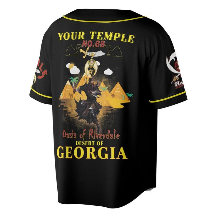 Personalized Temple Name Nobles Mystic Shrine AEAONMS Desert Pyramid Freemasonry 3D Baseball Jersey Shirt Size S-5XL