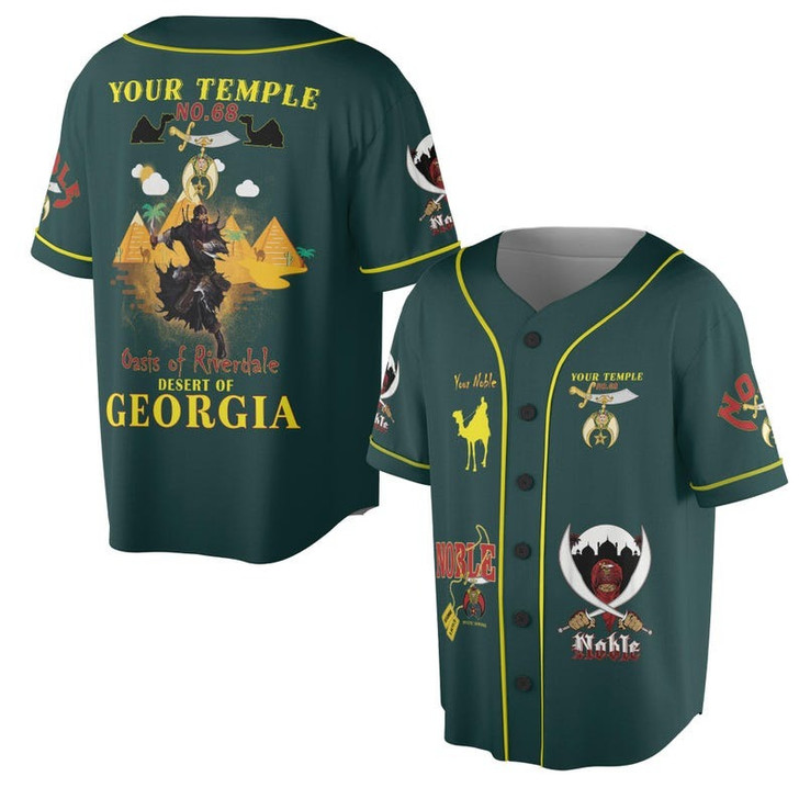 Personalized Temple Name Nobles Mystic Shrine AEAONMS Desert Pyramid Freemasonry 3D Baseball Jersey Shirt Size S-5XL