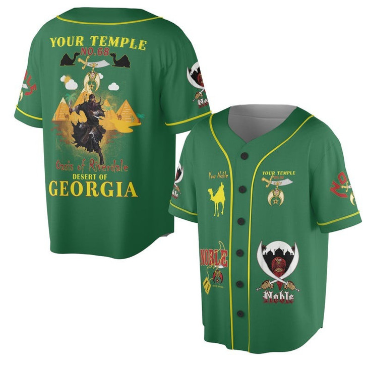 Personalized Temple Name Nobles Mystic Shrine AEAONMS Desert Pyramid Freemasonry 3D Baseball Jersey Shirt Size S-5XL
