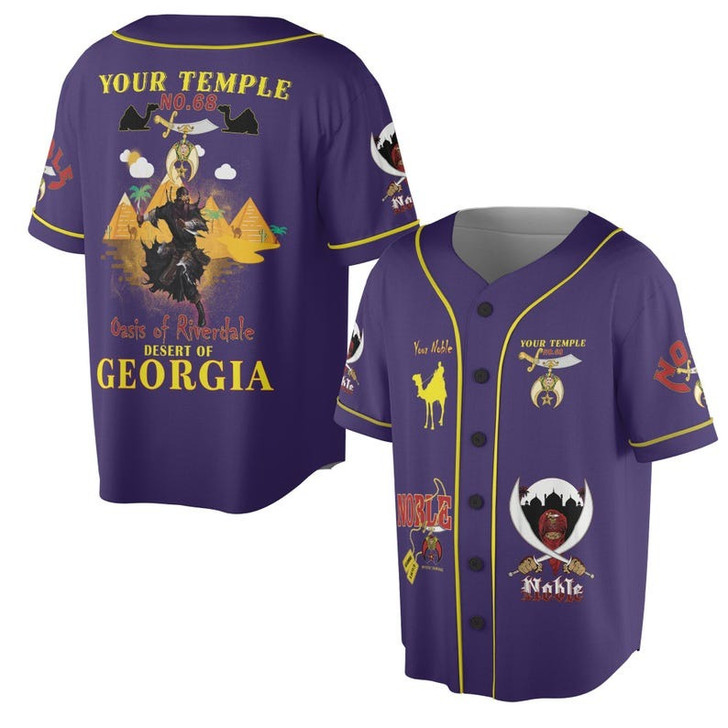 Personalized Temple Name Nobles Mystic Shrine AEAONMS Desert Pyramid Freemasonry 3D Baseball Jersey Shirt Size S-5XL