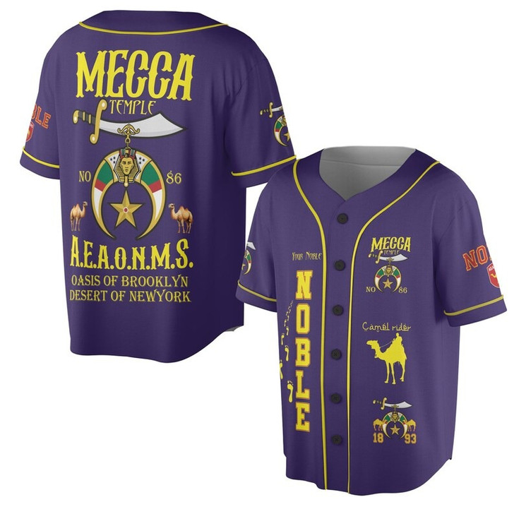 Personalized Temple Name Nobles Mystic Shrine AEAONMS Camel Walking Freemasonry 3D Baseball Jersey Shirt Size S-5XL