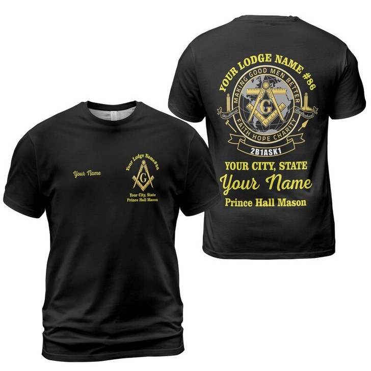 Personalized Name Prince Hall 2B1 ASK1 Making Good Men Better Freemasonry 3D T-shirt Size S-5XL
