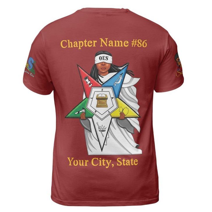 Customized Name 1850 OES FATAL Sister Eyes Mask Order Of The Eastern Star Pentagon Down 3D T-shirt Size S-5XL