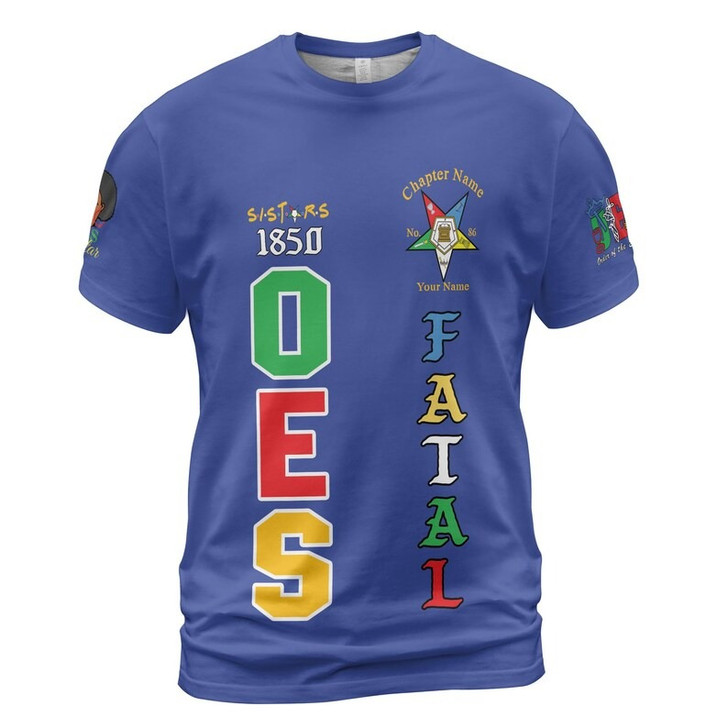 Customized Name 1850 OES FATAL Sister Eyes Mask Order Of The Eastern Star Pentagon Down 3D T-shirt Size S-5XL