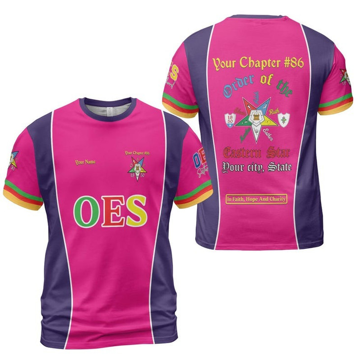 Personalized Name OES Order of Eastern Star 1850 Electa Adah Ruth Esther Martha Freemasonry 3D T-shirt Size S-5XL