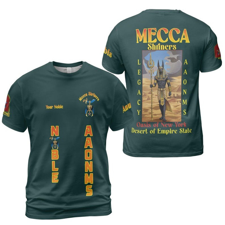 Personalized Temple Name Nobles Anubis of the Mystic Shrine AAONMS Freemason 3D T-shirt Size S-5XL