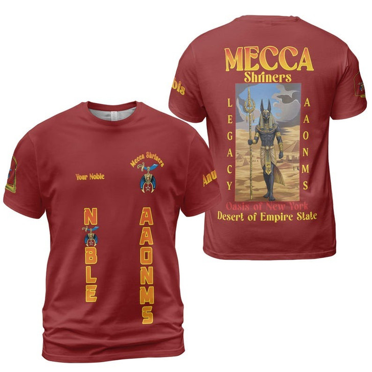 Personalized Temple Name Nobles Anubis of the Mystic Shrine AAONMS Freemason 3D T-shirt Size S-5XL