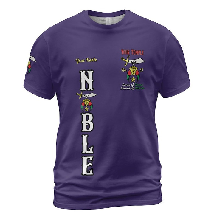 Custom Temple Name Nobles Mystic Shrine AEAONMS Known, Wise Gallant Streng & Fury 3D T-shirt Size S-5XL