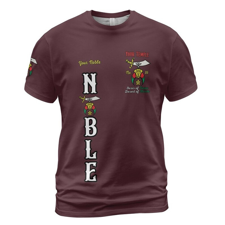 Custom Temple Name Nobles Mystic Shrine AEAONMS Known, Wise Gallant Streng & Fury 3D T-shirt Size S-5XL