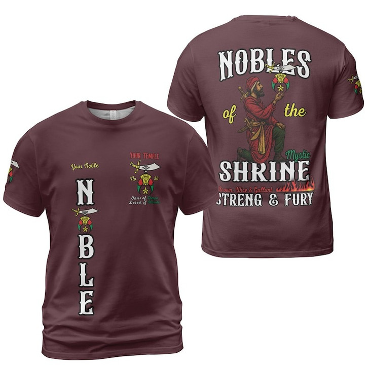 Custom Temple Name Nobles Mystic Shrine AEAONMS Known, Wise Gallant Streng & Fury 3D T-shirt Size S-5XL
