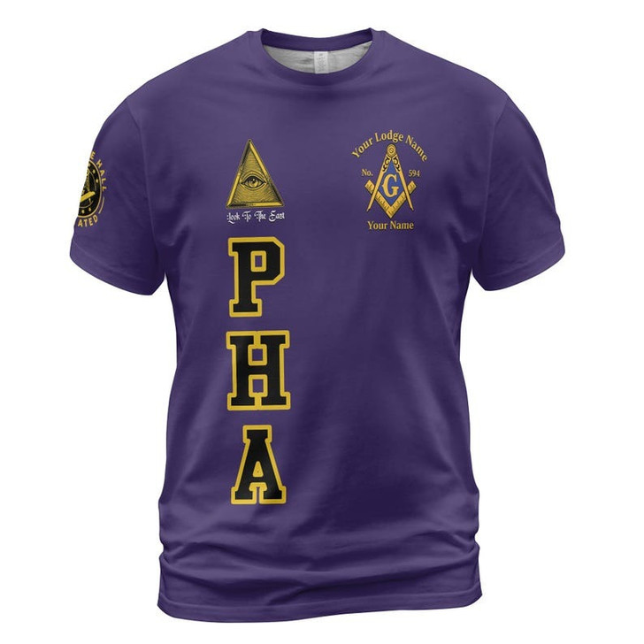 Personalized Name Prince Hall Affiliated F&AM PHA The Black Suits Freemason 3D T-shirt Size S-5XL