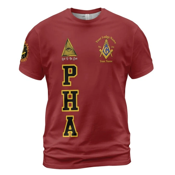 Personalized Name Prince Hall Affiliated F&AM PHA The Black Suits Freemason 3D T-shirt Size S-5XL