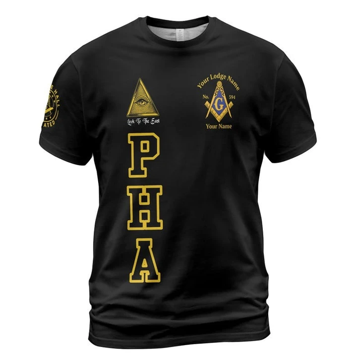 Personalized Name Prince Hall Affiliated F&AM PHA The Black Suits Freemason 3D T-shirt Size S-5XL
